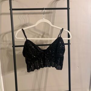 Black sequenced tank top